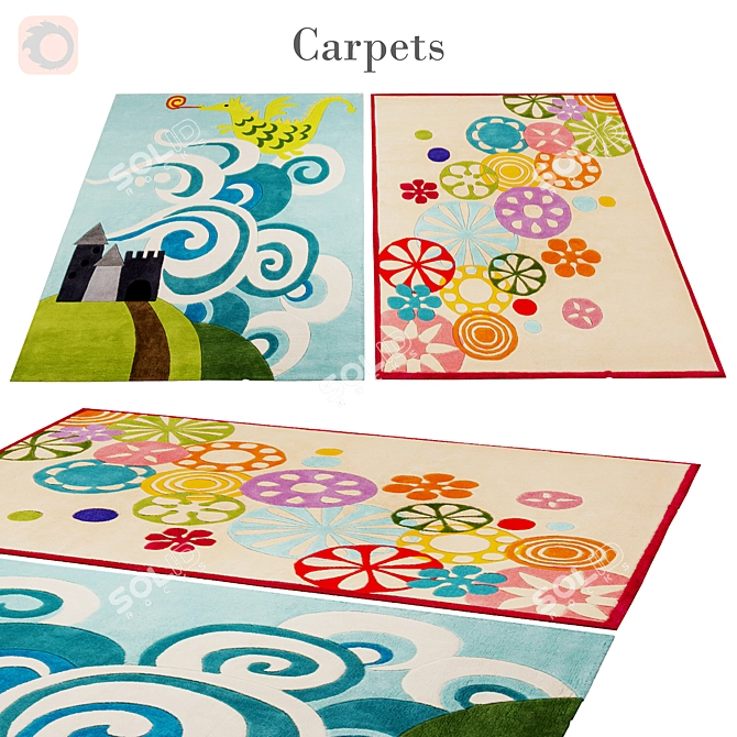 Vintage Inspired Floral Rug 245 3D model image 1