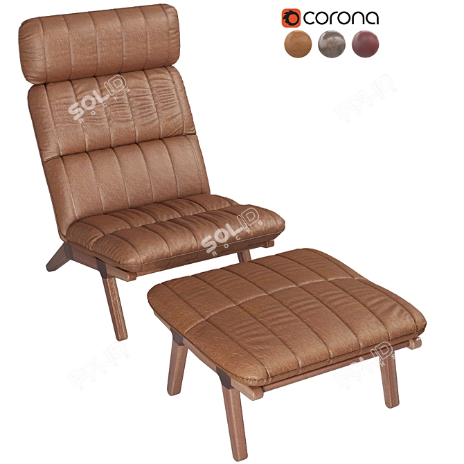 Contemporary Armchair Set 3D model image 1