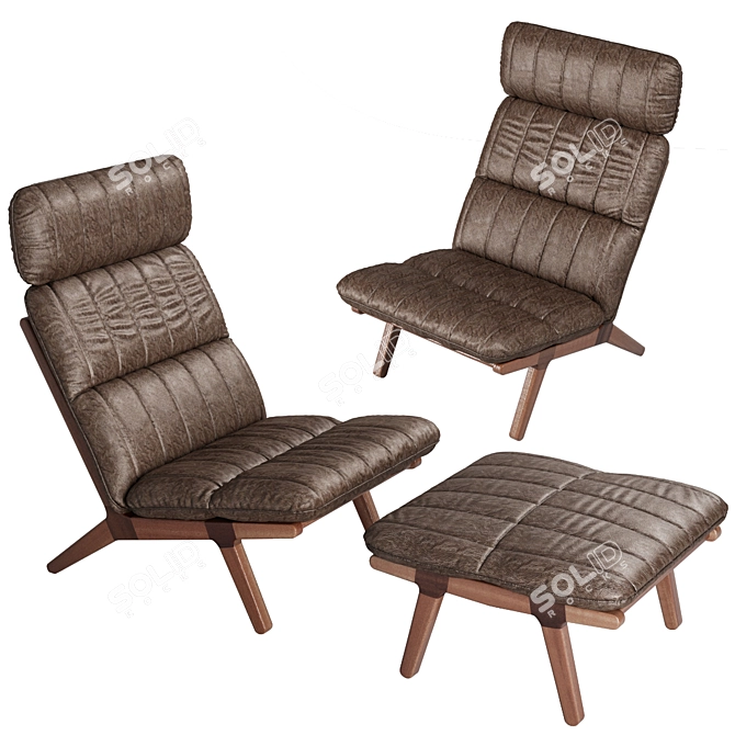 Contemporary Armchair Set 3D model image 3