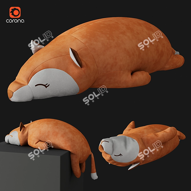 Soft Plush Fox Toy 3D model image 1