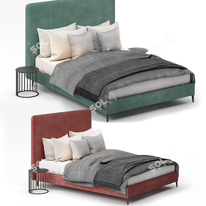 Modern King-Size Bed Frame 3D model image 2