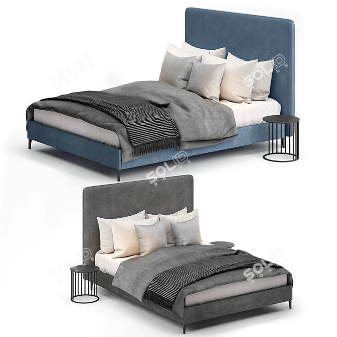 Modern King-Size Bed Frame 3D model image 3