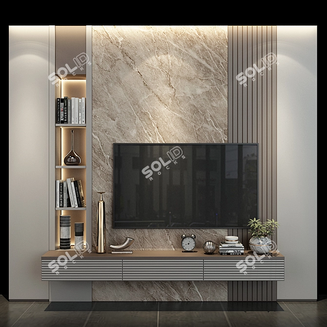 Sleek TV Wall Set 0173 3D model image 1