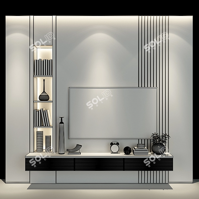 Sleek TV Wall Set 0173 3D model image 2