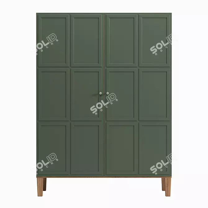 Scandinavian Double Door Wardrobe 140x190x60 cm 3D model image 1