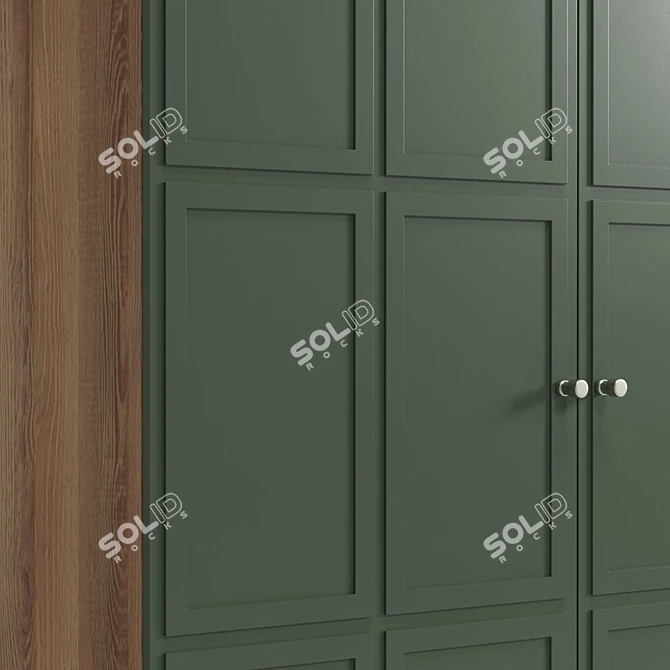 Scandinavian Double Door Wardrobe 140x190x60 cm 3D model image 3