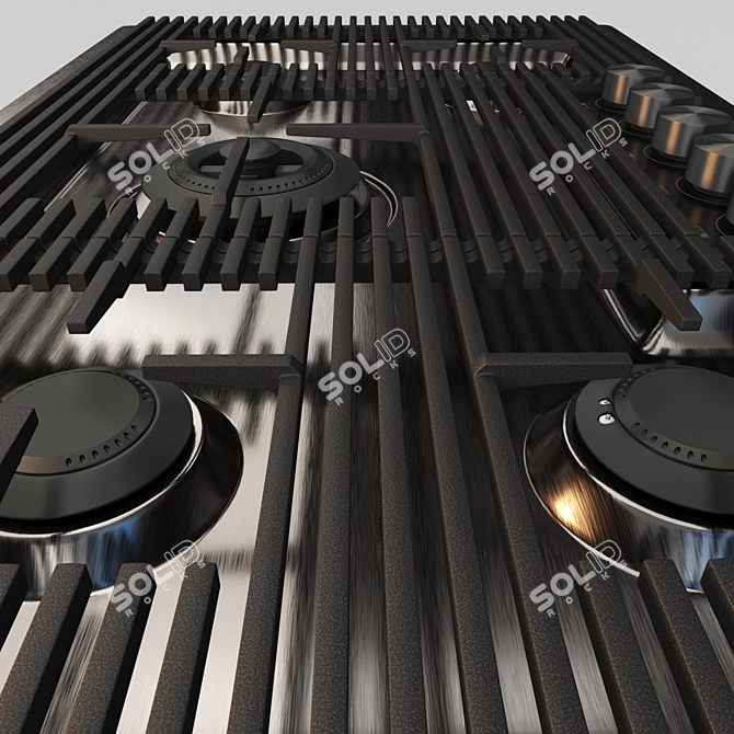 Milanello Gun Metal Flush-Mount 5-Burner Hob 3D model image 3