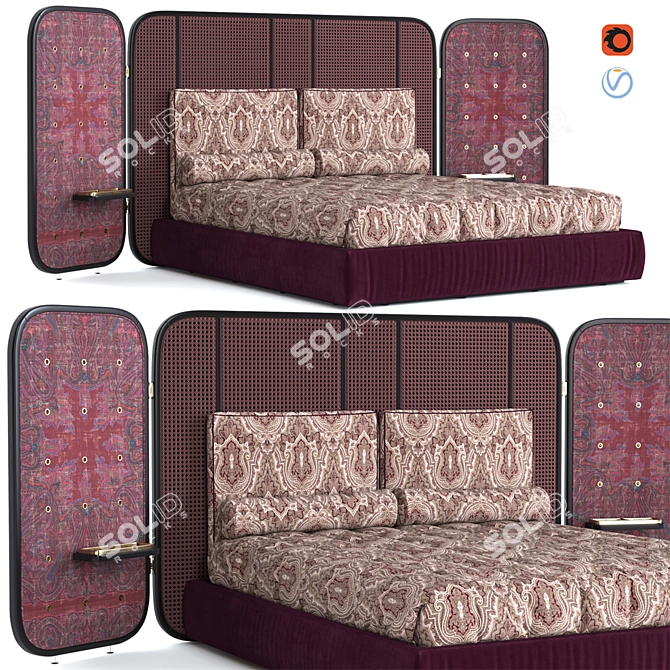 Luxury Timgad Bed: Elegant and Spacious 3D model image 1