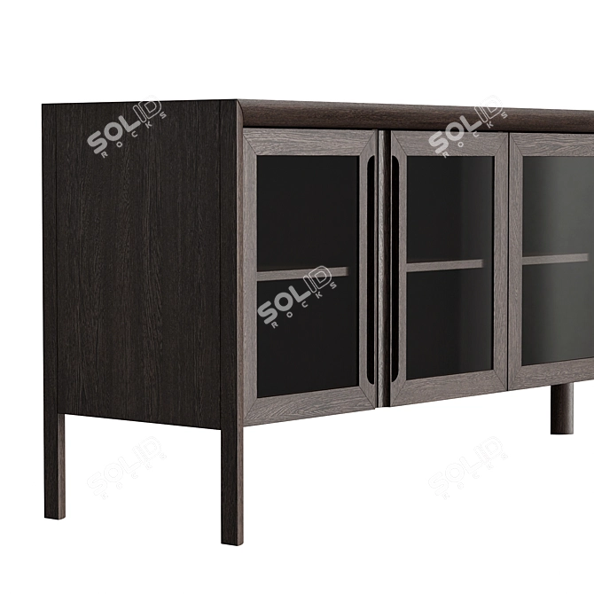Glass Front Square Media Console 3D model image 2