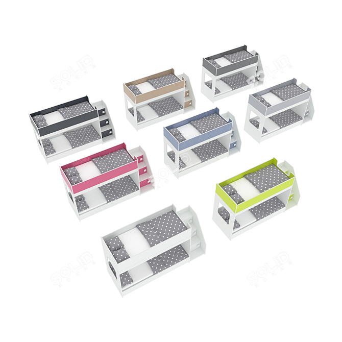 Modular Kids Bed Legenda K43D + LY43A 3D model image 3