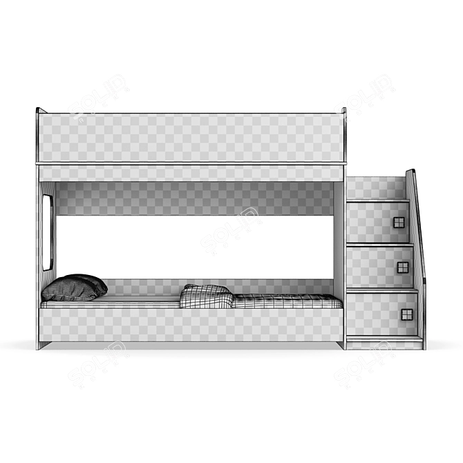 Modular Kids Bed Legenda K43D + LY43A 3D model image 4