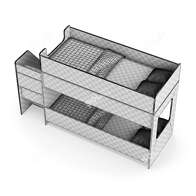 Modular Kids Bed Legenda K43D + LY43A 3D model image 5