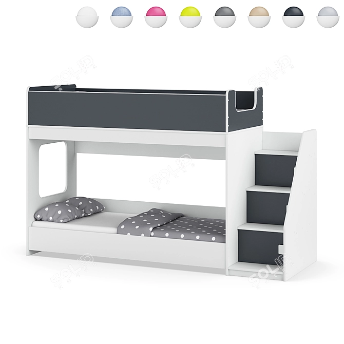 Modular Kids Bed Legenda K43D + LY43A 3D model image 6