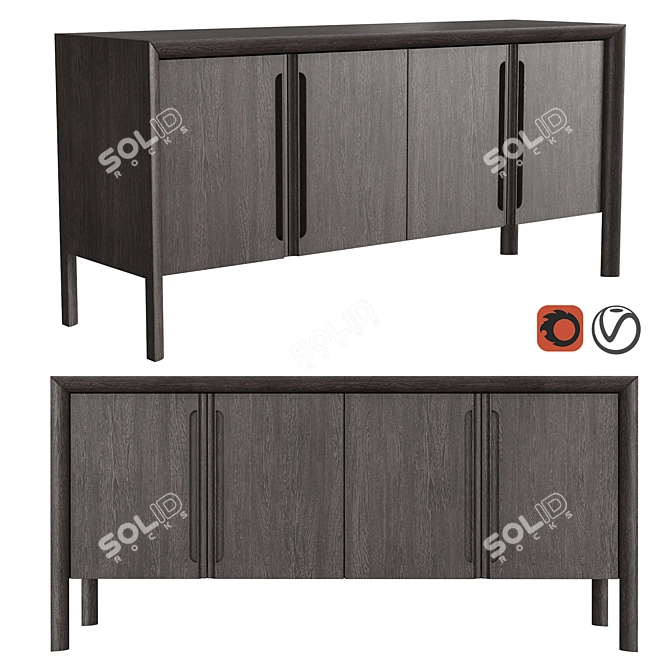 Square 4-Fronts Chest of Drawers 3D model image 1