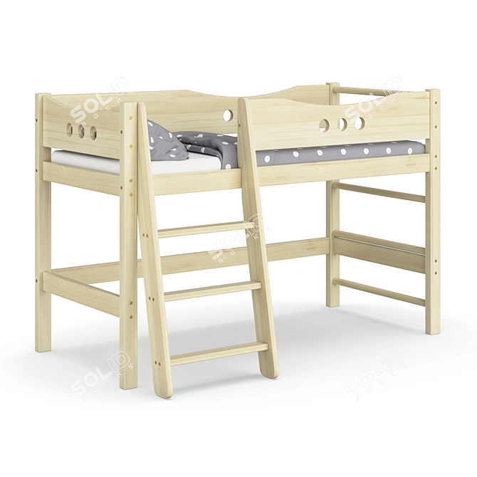 Classic Pine Children's Bed 3D model image 1