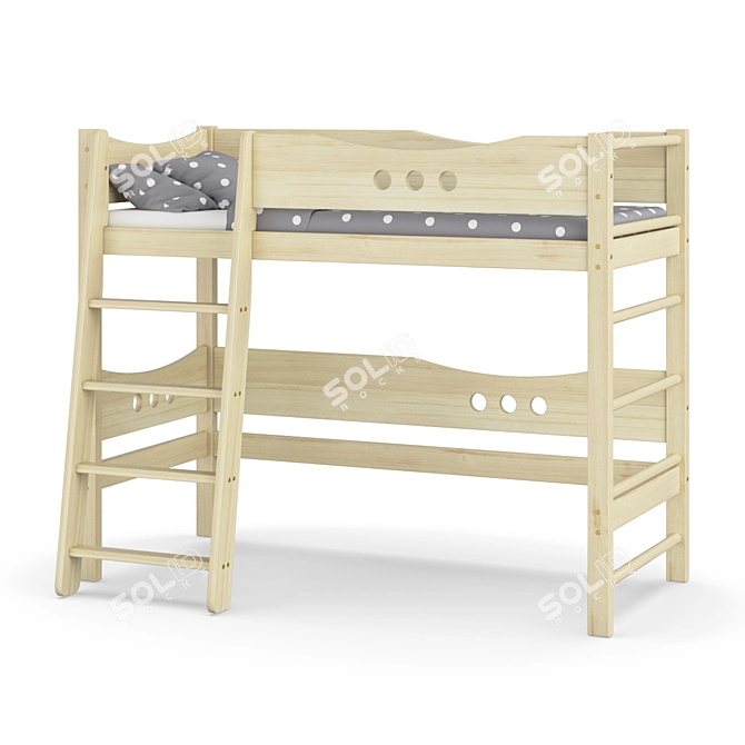 Legenda KM17 Solid Wood Children's Bed 3D model image 2