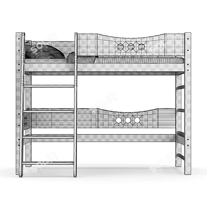 Legenda KM17 Solid Wood Children's Bed 3D model image 4