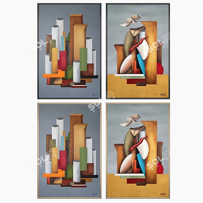 Elegant Wall Art Set 3D model image 2