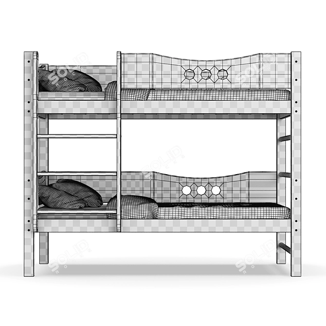 Legenda KM18A Pine Wooden Bed 3D model image 4