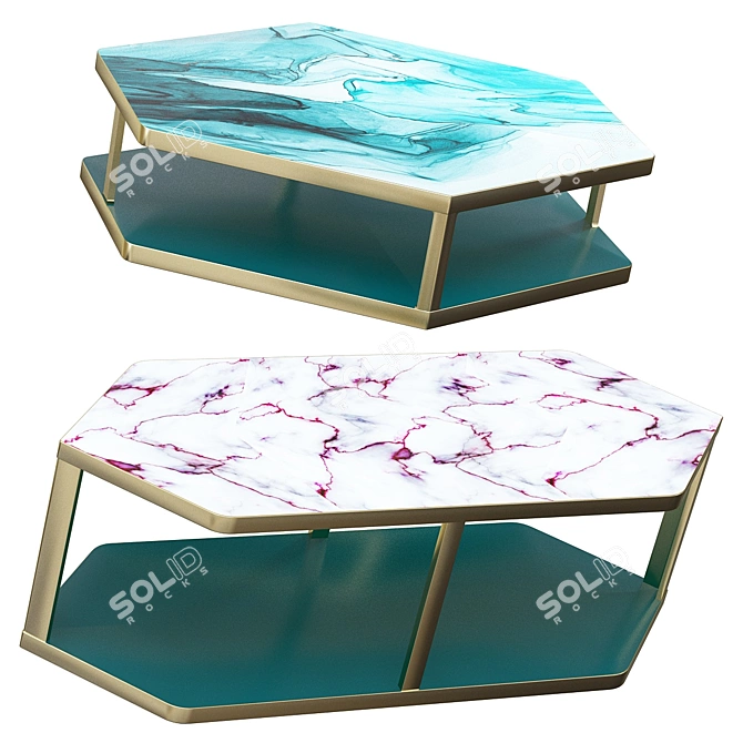 Modern Hexagonal Marble Coffee Table 3D model image 1