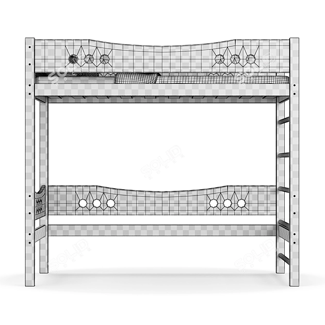 Legenda KM19 Kids Wooden Bed 3D model image 5