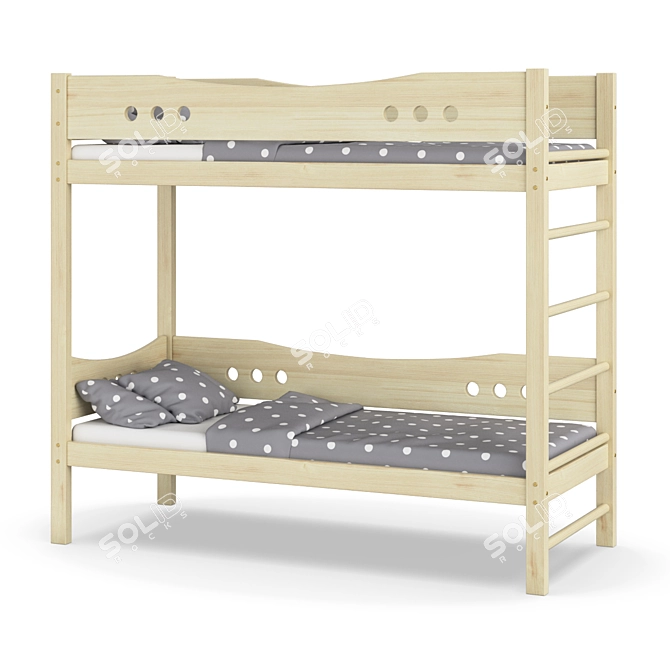 Legenda KM20 - Solid Pine Kids Bed 3D model image 2