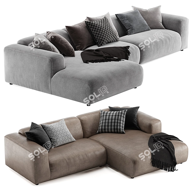 Rolf Benz freistil 187 L Sofa - Modern and Spacious 3D model image 1