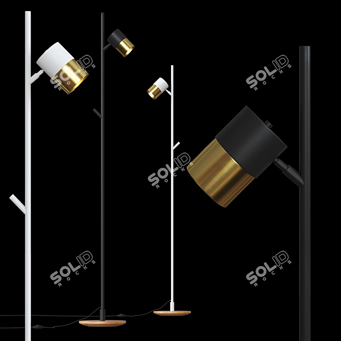 Spice FL Lamp: Modern Metal and Wood Design 3D model image 1