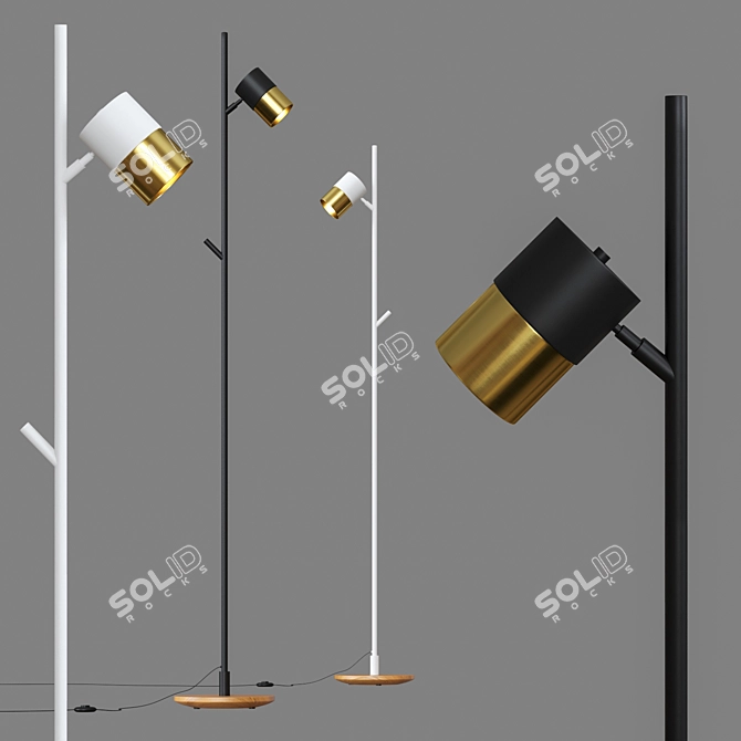 Spice FL Lamp: Modern Metal and Wood Design 3D model image 4