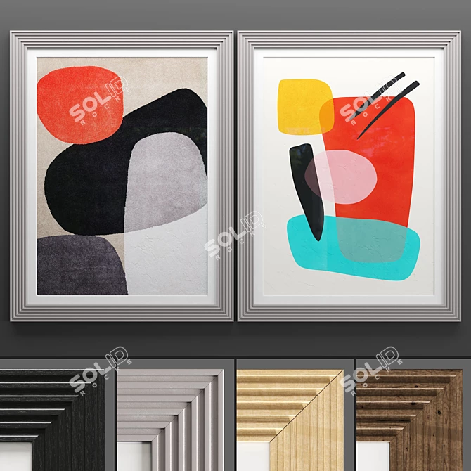 Modern Art Frame Set: 2 Frames, 4 Textures 3D model image 1