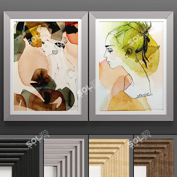 Modern Art Frame Set 3D model image 1