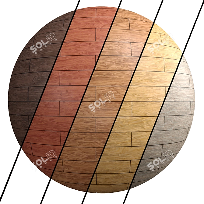 5 Color Wood Parquet- PBR 4K Solution 3D model image 1