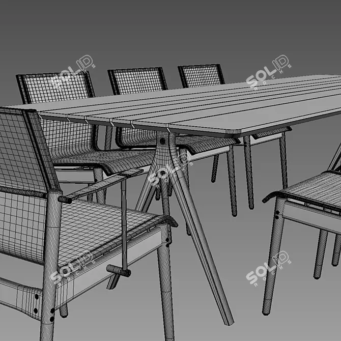 Gloster SPLIT Table and SWAY Chair Set 3D model image 3