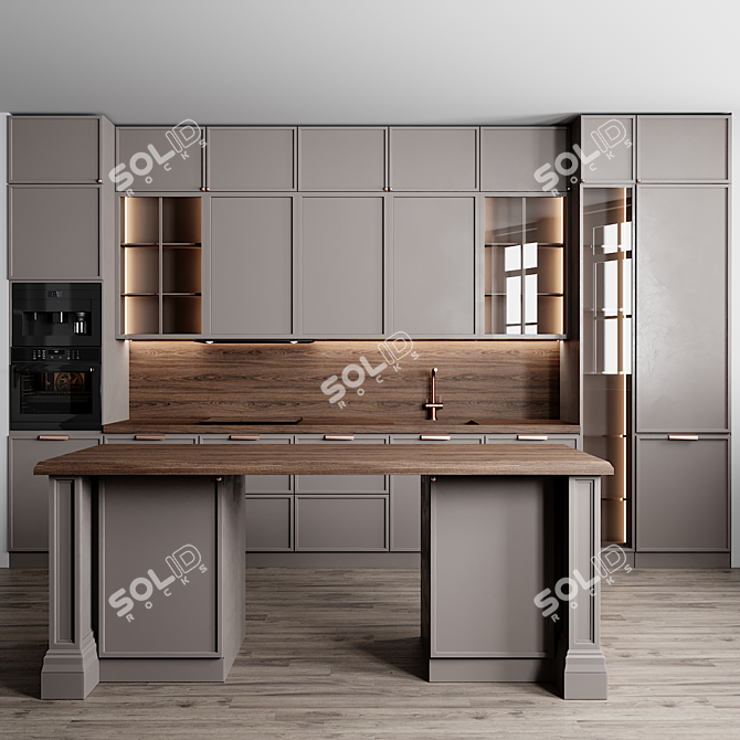 Modern Kitchen Set: 3D Model & Textures 3D model image 1