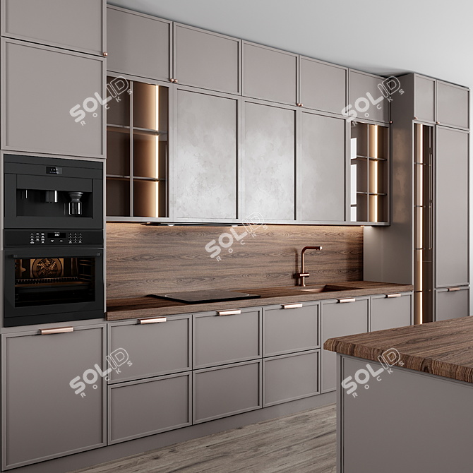 Modern Kitchen Set: 3D Model & Textures 3D model image 2