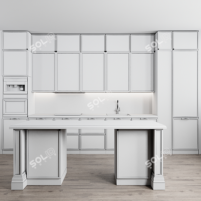 Modern Kitchen Set: 3D Model & Textures 3D model image 4