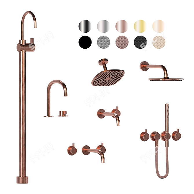 Luxury Metal Faucet Set by ByCOCOON 3D model image 1