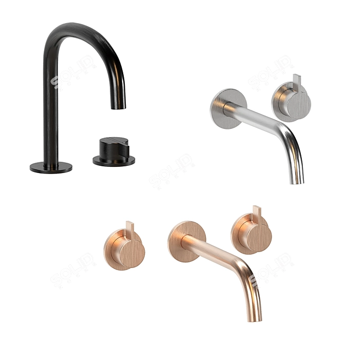 Luxury Metal Faucet Set by ByCOCOON 3D model image 4