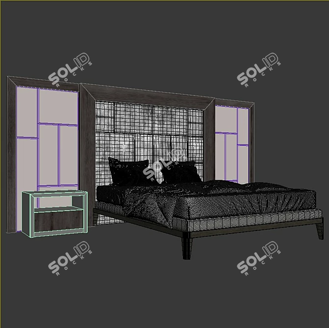 Spacious and Stylish Bed Set 3D model image 4