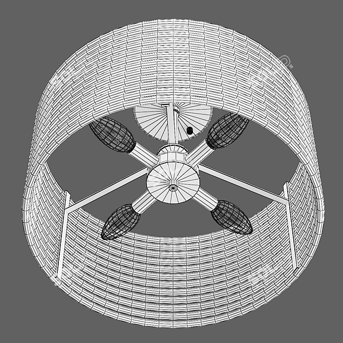 Modern 4-Light Ceiling Chandelier 3D model image 4