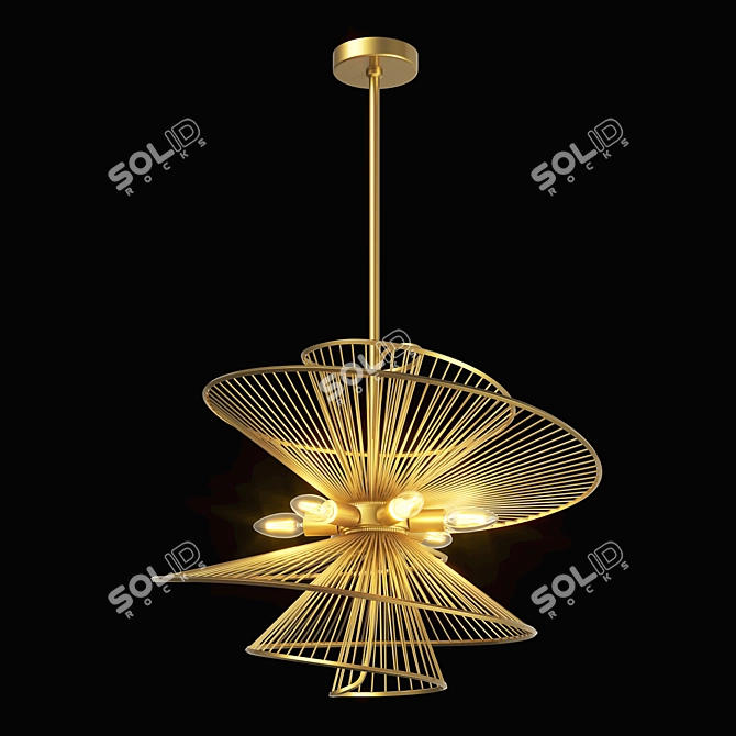 Versatile 6-Light Zeta Ceiling Chandelier 3D model image 1