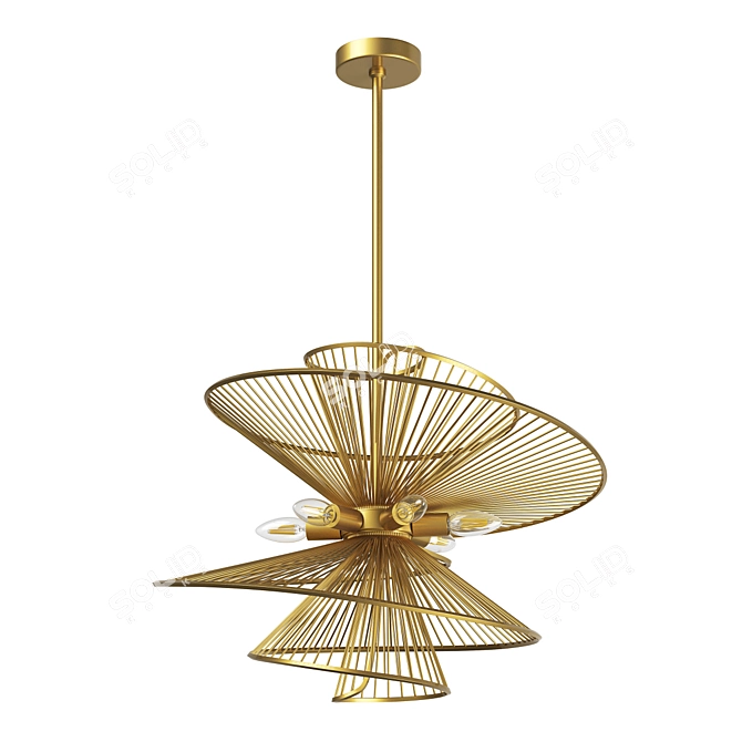 Versatile 6-Light Zeta Ceiling Chandelier 3D model image 2