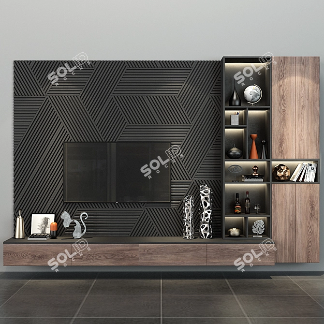 Modern Oak Cabinet - Stylish Storage Solution 3D model image 1