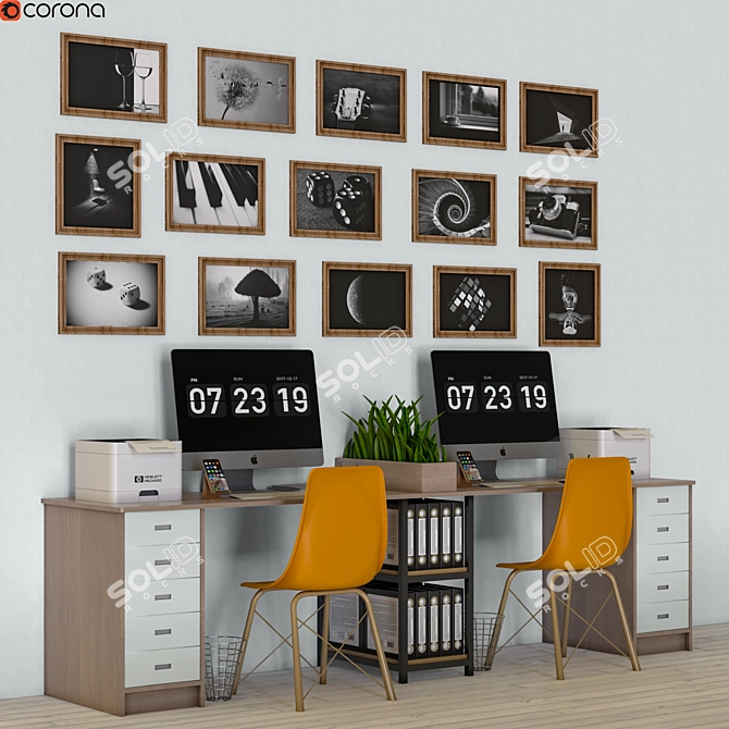 Modern Office Furniture Set 3D model image 2