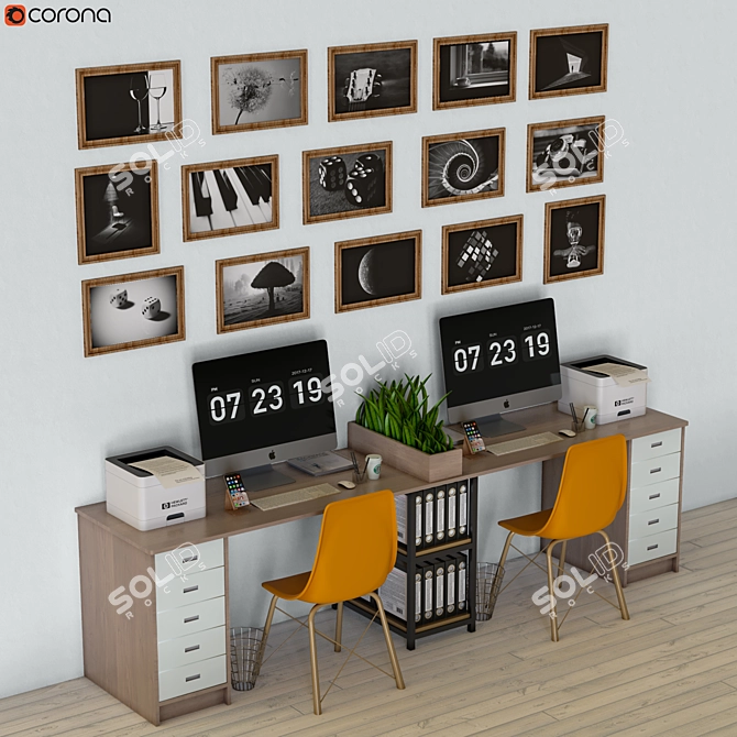 Modern Office Furniture Set 3D model image 3