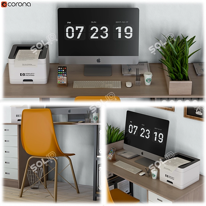 Modern Office Furniture Set 3D model image 4