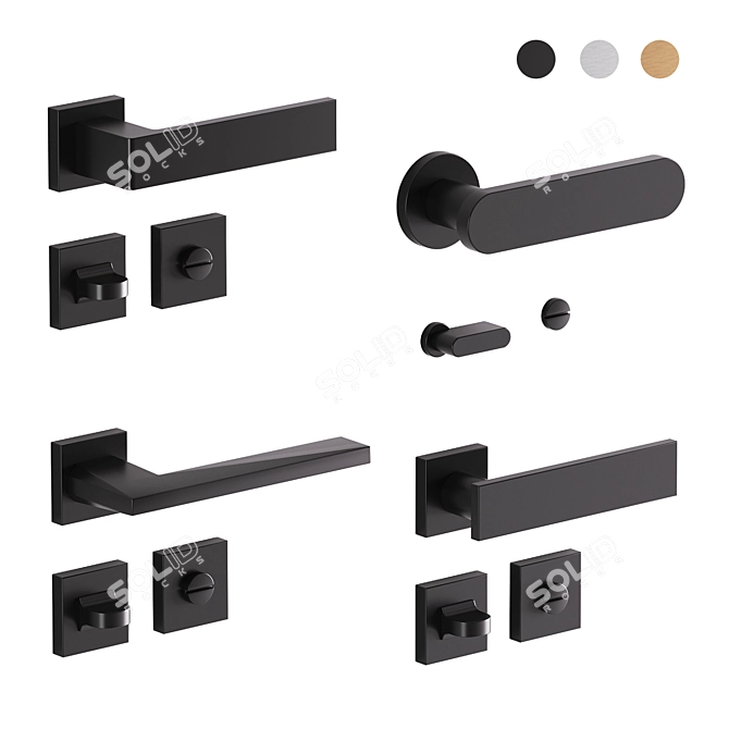 Stylish Lualdi Door Handles 3D model image 1