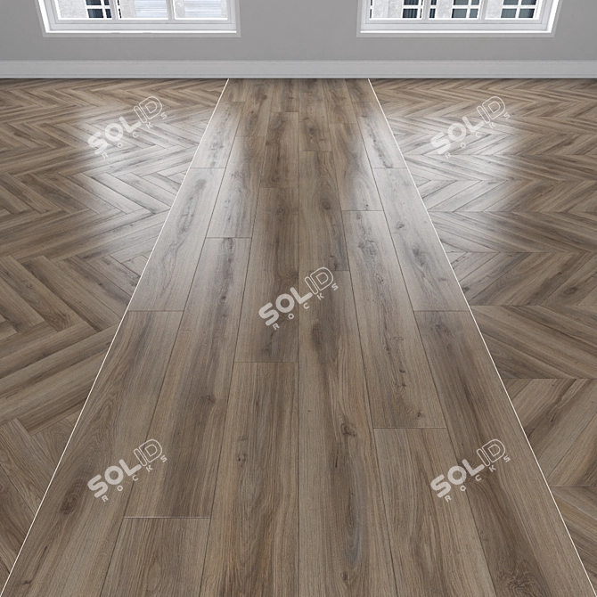 Oak Parquet: Herringbone, Linear & Chevron 3D model image 1