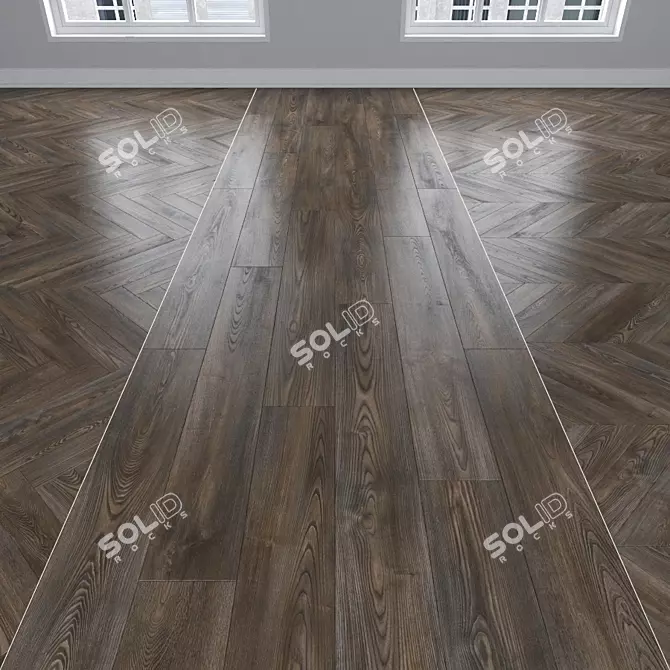 Parquet Oak: Herringbone, Linear, Chevron 3D model image 1