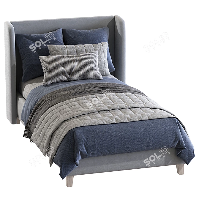 Angela Low Profile Upholstered Bed 3D model image 4